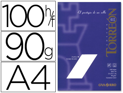 100h papel verjurado Torreón A4 90g/m² blanco crema